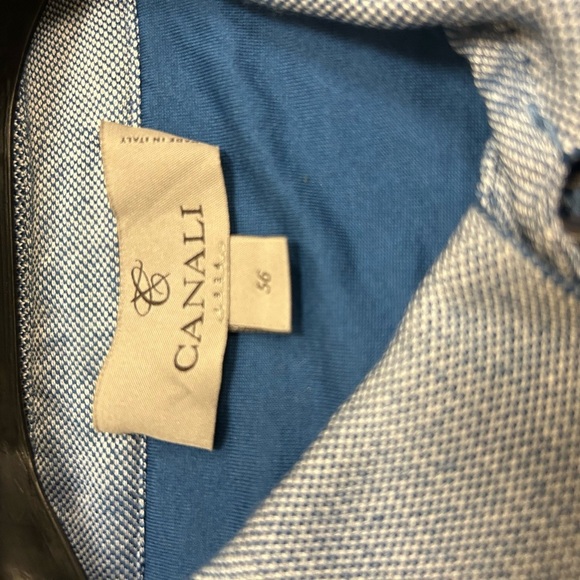 Canali L-XL (56 Canali) golf shirt in excellent near new cond- blue iridescent - Picture 9 of 12